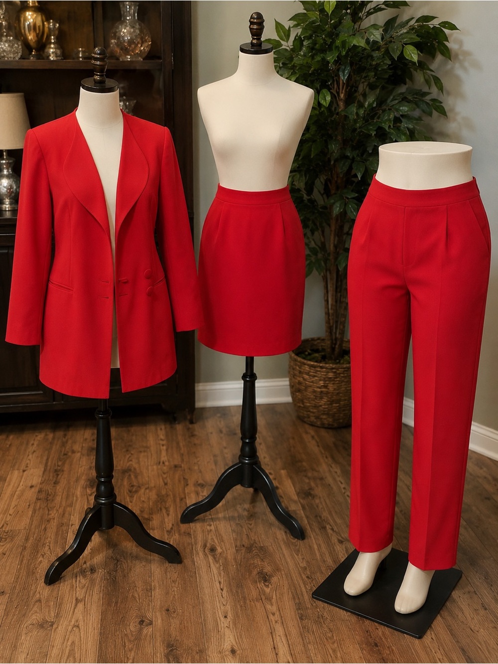 Casual Corner Red Tailored High-Waist Trousers